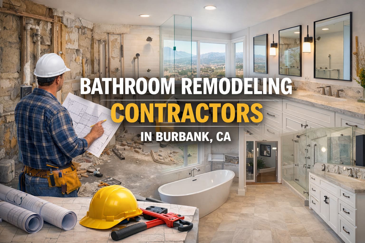Burbank bathroom remodeling contractors installing custom shower tile
