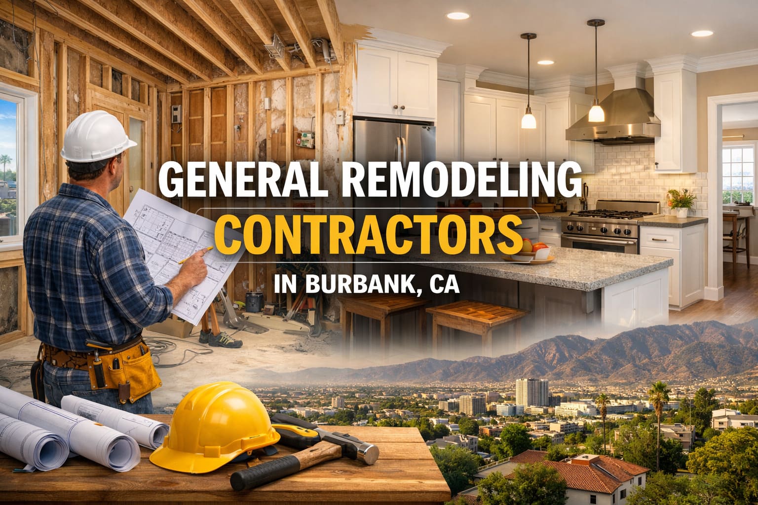 General remodeling contractors working on a Burbank home renovation project