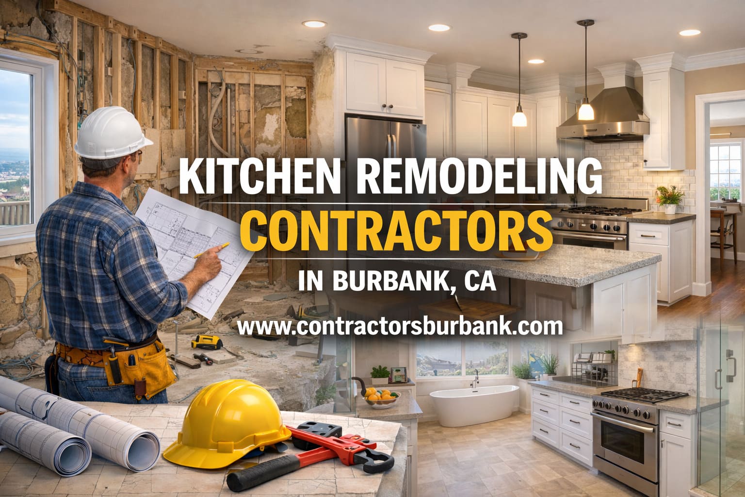 Burbank kitchen remodeling contractors installing custom cabinets and countertops