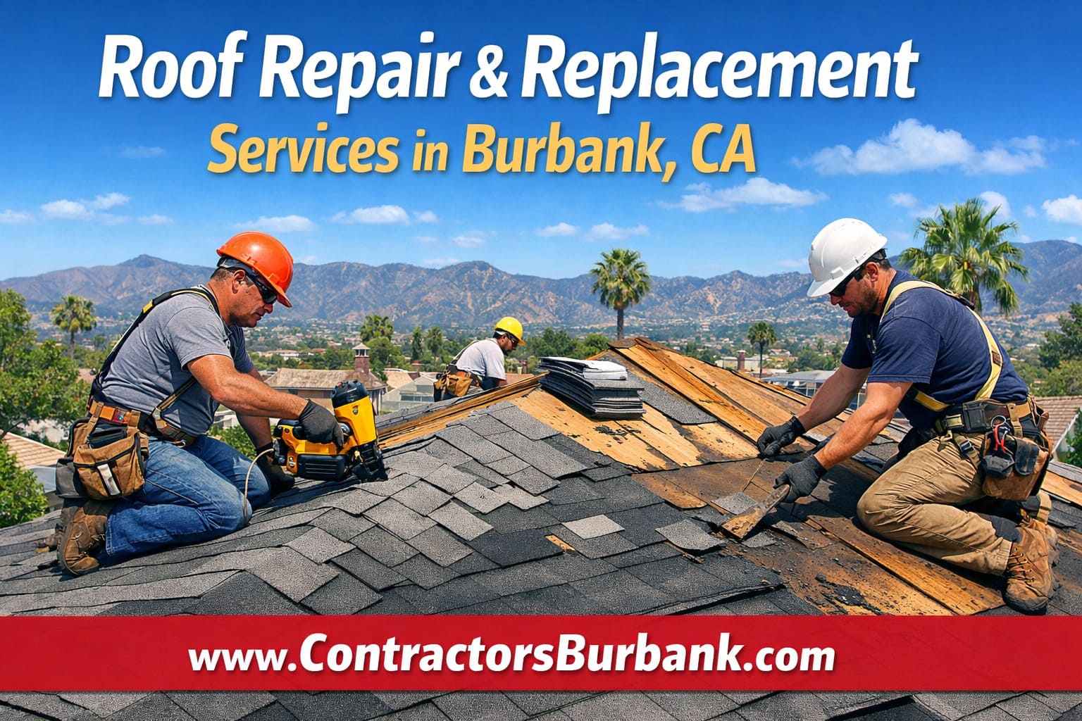 Burbank roofing contractor repairing tile roof on historic home